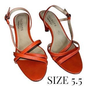 Talbots Size 5.5B Orange Strappy Sandals Heels with Buckle